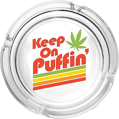 6.0" Extra Large Keep on Puffin' Glass Ashtray
