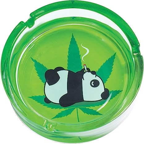 6.0" Extra Large Panda Leaf Glass Ashtray